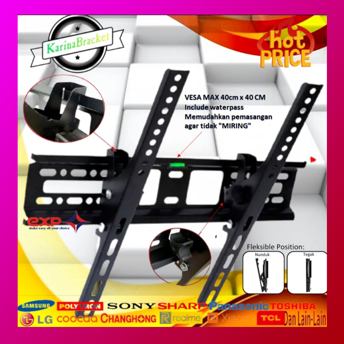 Bracket TV LED LG 42 inch 43 45 47 49 50 52 53 55 inch BRACKET