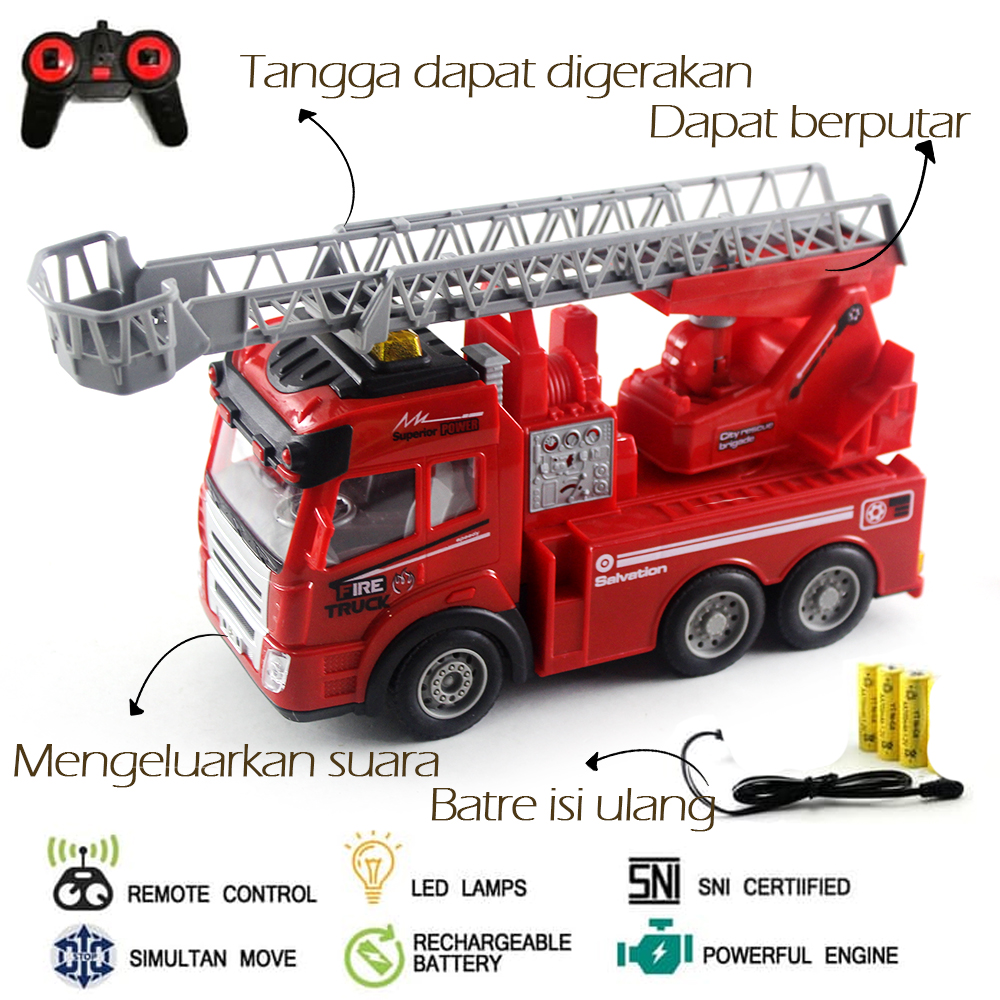 Mainan Mobil Remot Kontrol Rc Pemadam Kebakaran Bersuara Lazada Indonesia