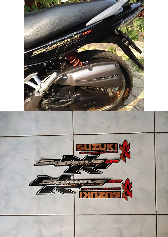 Stiker striping motor skywave 125nr 2 hitam | Lazada Indonesia