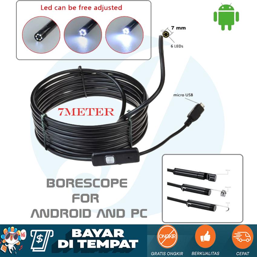 Kabel Endoscope 7 Meter Android 7mm 4cm Focal Distance Endoscope Camera 720P 2M IP67 Waterproof Kamera Kabel Endoskopi Super Mini Inspeksi Tabung Pipa Ular Saluran Air Snake Camera Kamera Kecil Pengintai Tahan Air Micro USB OTG for Smartphone Spy Cam Ins
