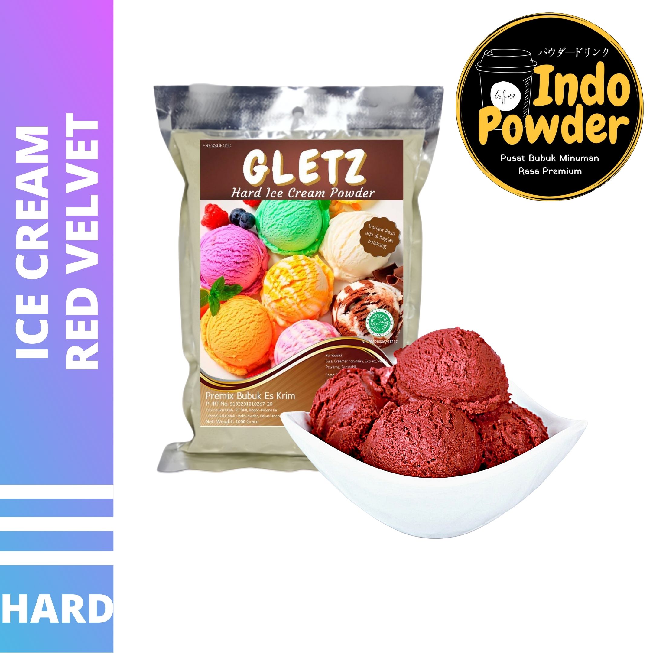 HARD ICE CREAM RED VELVET 1Kg Bubuk Es Krim RED VELVET Bubuk Es
