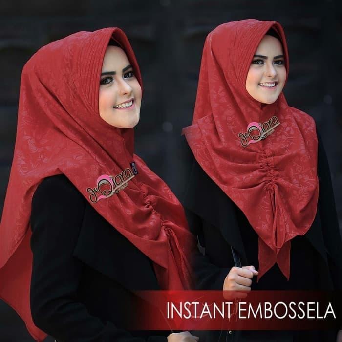 Jilbab segitiga instan Embossela by dqiara hijab / DZA Laris Fashion