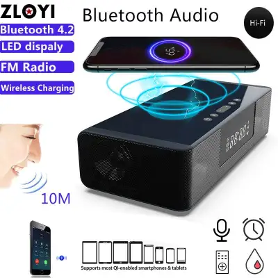 ZLOYI 2 in1 10W Bluetooth speaker Portable Wireless Loudspeakers Wireless Fast Charging Bluetooth Speaker/FM Radio Alarm Clock/ NFC Speaker USB Charger / Wireless Charging