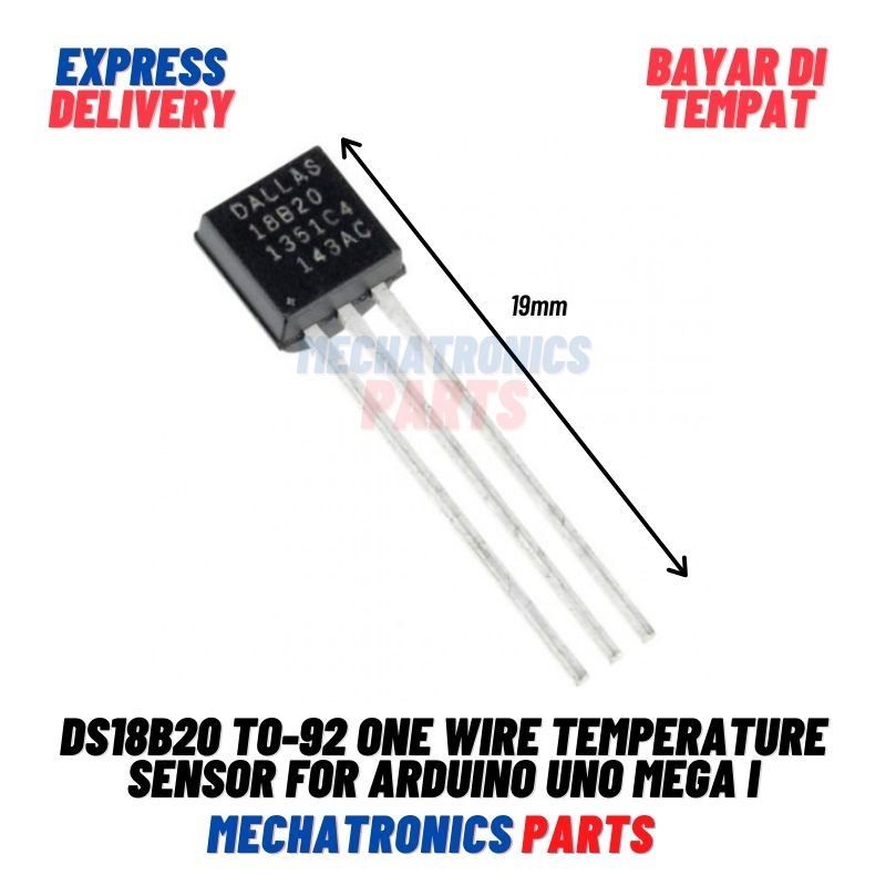 [ICS0013] DS18B20 TO92 ONE WIRE TEMPERATURE SENSOR FOR ARDUINO UNO