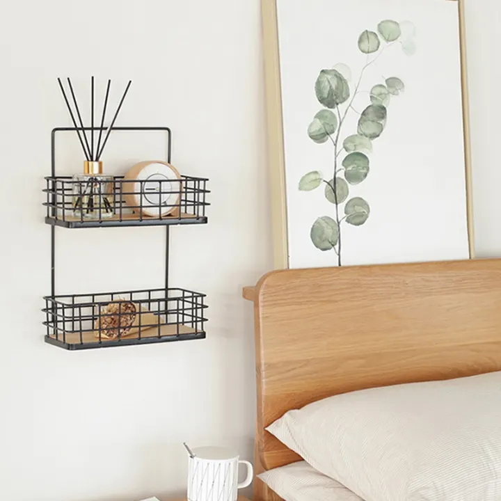 Multi Functional Wall Mount Iron Storage Rack For Kitchen Storage Spice Jars Makeup Wall Shelf Bathroom Toiletries Organizer Lazada