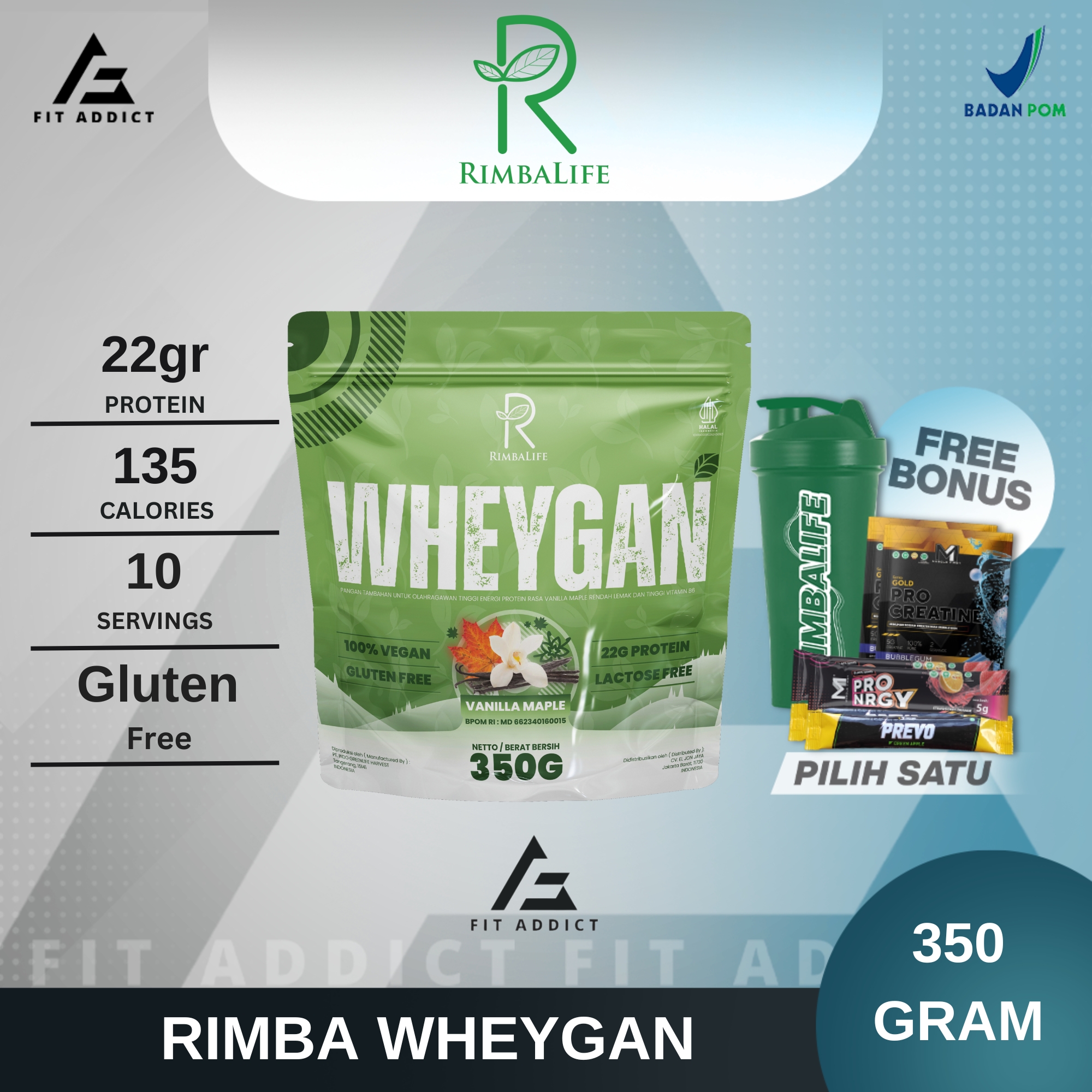 Rimbalife Wheygan 350 Gram Whey Gan Pea Plant Based Protein Rimba Life