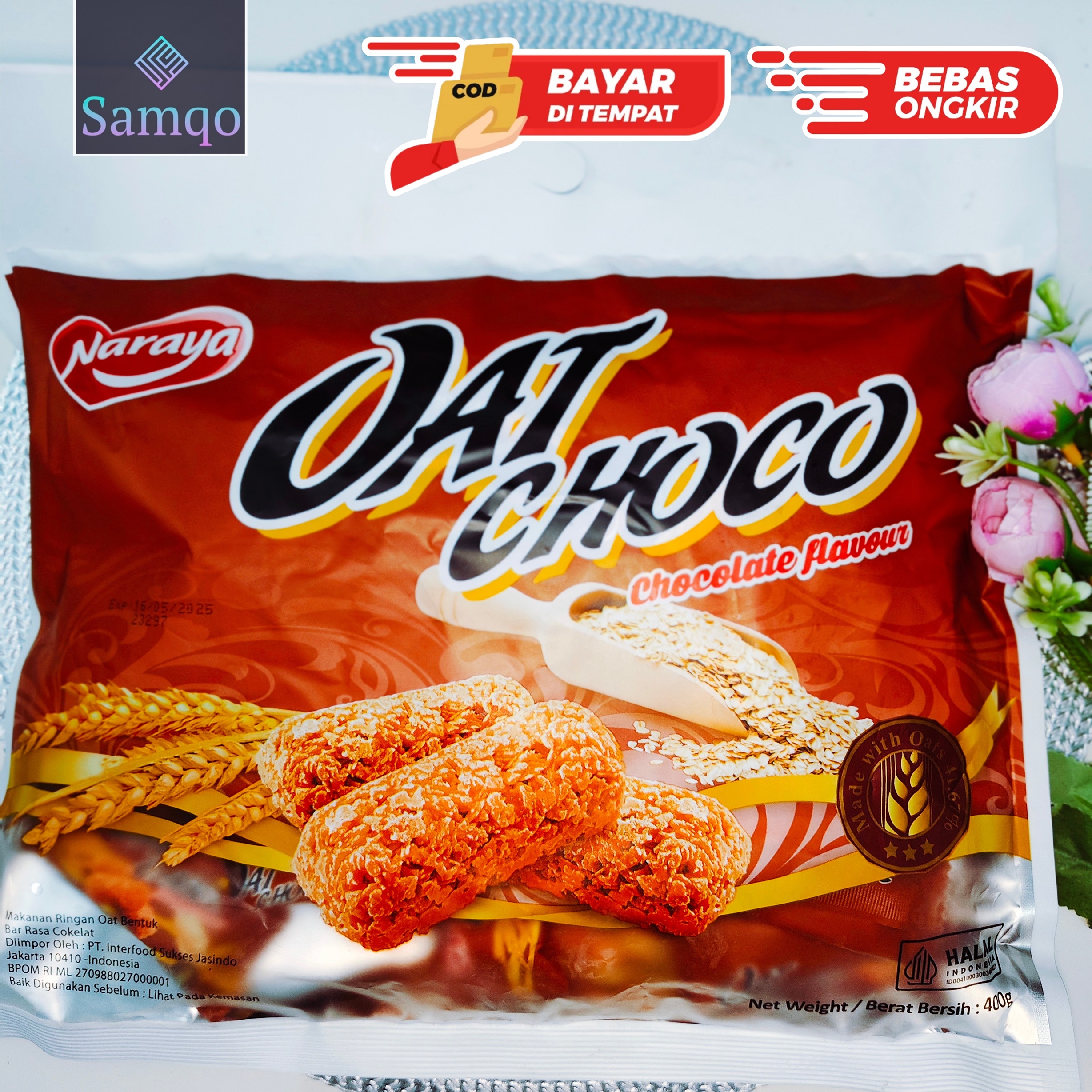 Samqo Naraya Oat Choco Murah Original Kemasan Besar 400 Gram Isi 40 Pcs