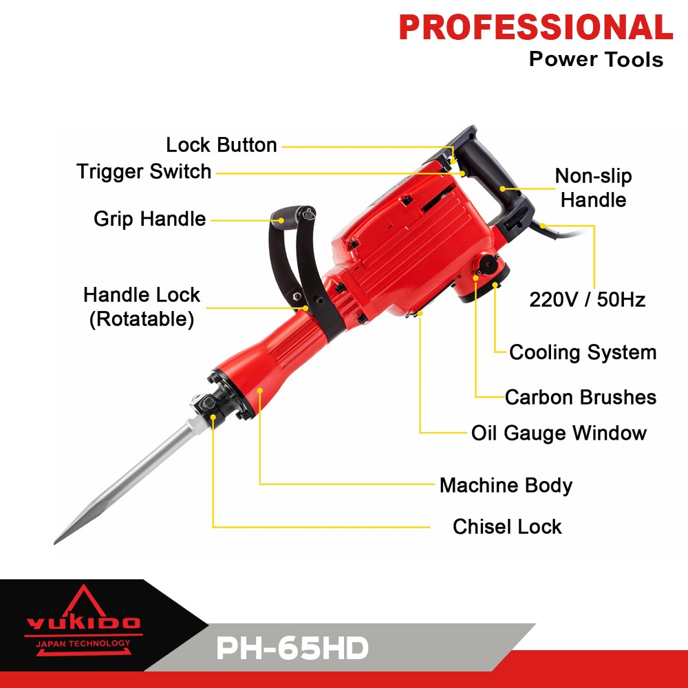 PROMO jack Demolition hammer drill YUKIDO PH-65HD mesin bor bobok