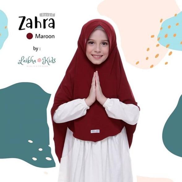 Bergo Anak Jilbab Kerudung Instan Polos Zahra by Laikha Kids Jersey ITY Premium 1-12 tahun Hitam Black Putih White Baby Pink Coklat Brown Maroon Merah Lavender Ungu Muda