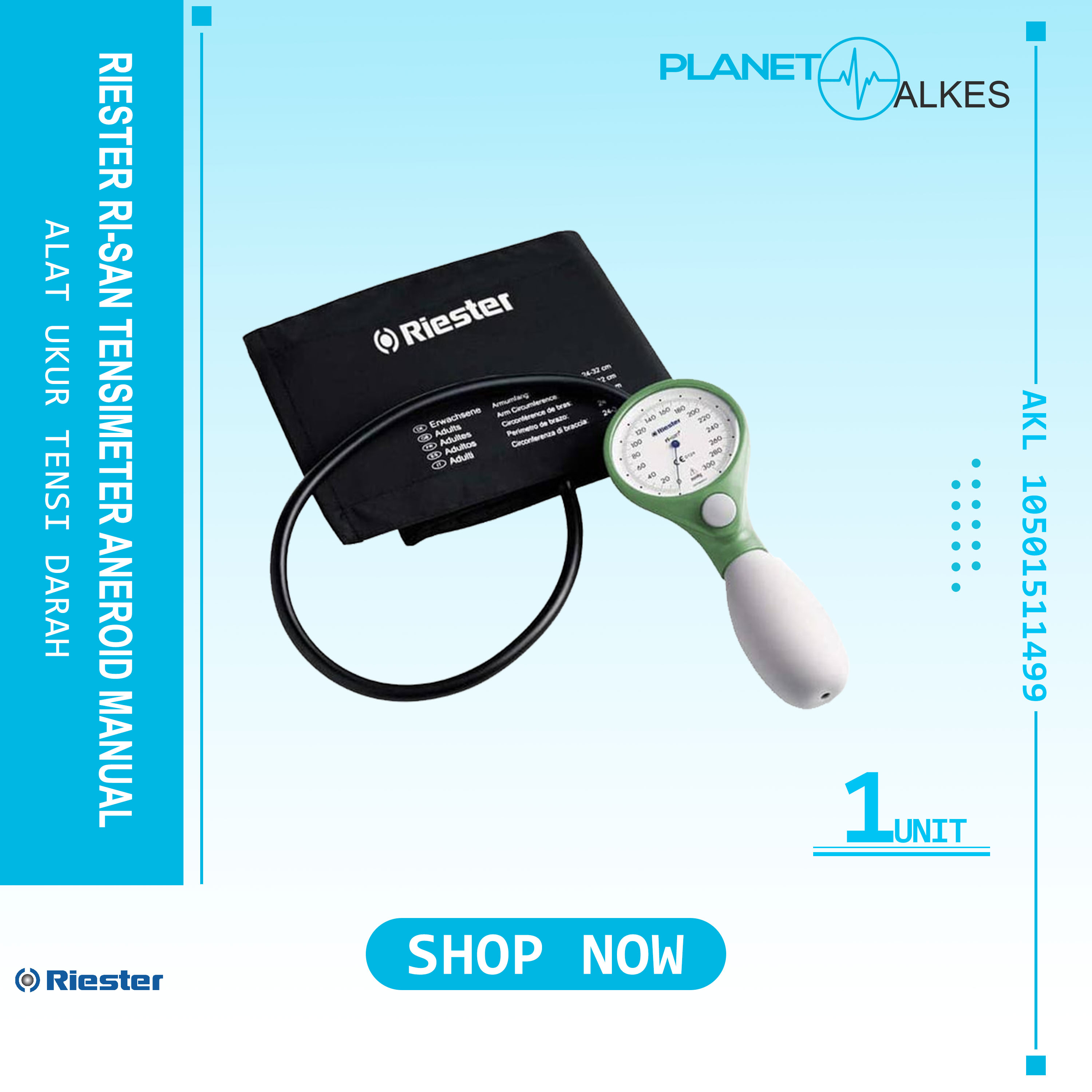 Tensi Aneroid Riester Risan Sphygmomanometer Palm Tensimeter RiSan