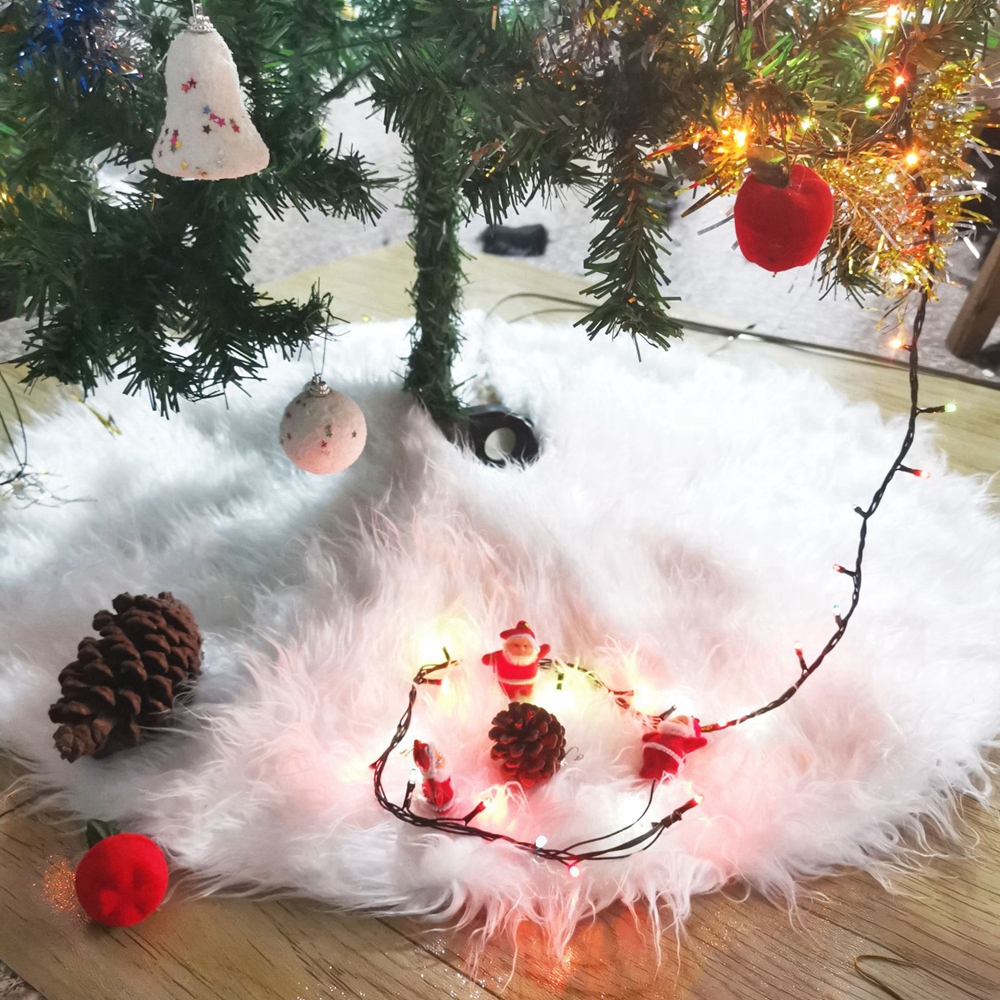 สัตว์เลี้ยงสีดำ Favors Party Decor ตกแต่งคริสต์มาส Handmade สำหรับต้นคริสต์มาสในร่มกระโปรง Plush Mat พรมปูพื้นต้นคริสต์มาสกระโปรง