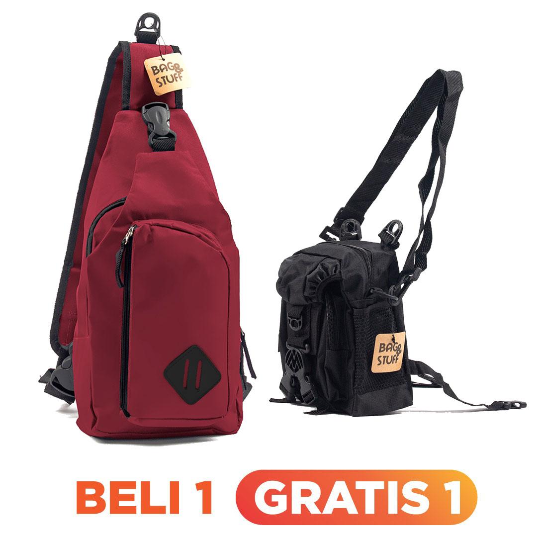 BELI 1 GRATIS 1 - BELI 1 BAG & STUFF PENTAGON TAS BAHU SLINGBAG + GRATIS 1 HUNTER MINI SELEMPANG / SHOULDER BAG / TAS PUNGGUNG / CROSSBODY BAG / SLINGBAG / BACKPACK / TAS RANSEL PRIA / TAS MURAH PRIA / BRAUN FOX / POLO / GEAR BAG / TAS KULIAH / TAS KERJA