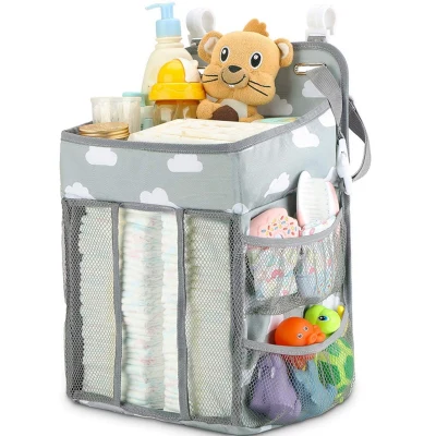 Hanging Foldable Baby Bed Organizer Nursing Storage Bag Holder Diaper Stacker Portable Dual Layer Gift Multi Function Home