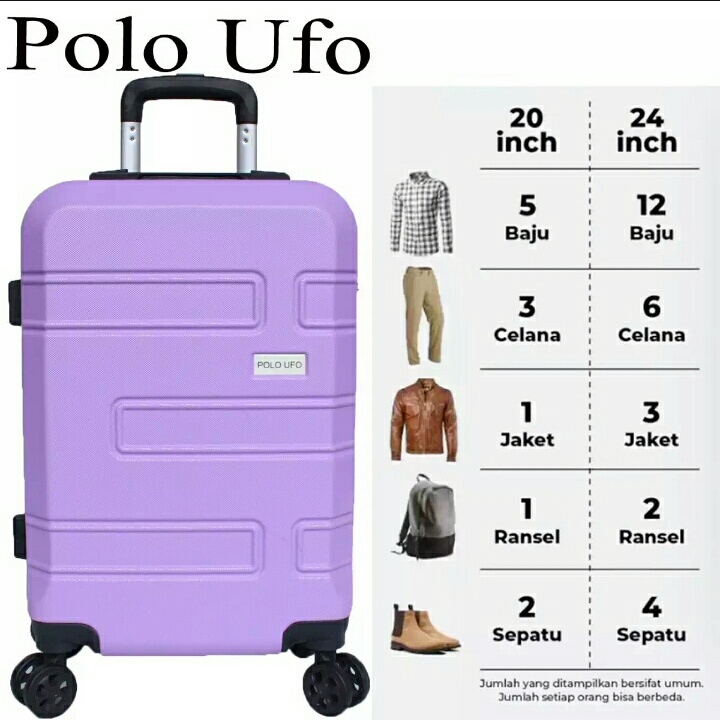 Koper Set 20 24 Inch Polo Ufo 702 Ukuran Bagasi Ukuran Kabin Tas Travel Koper Fiber Hardcase Koper Import Koper Anti Pecah Koper Anti Air Koper