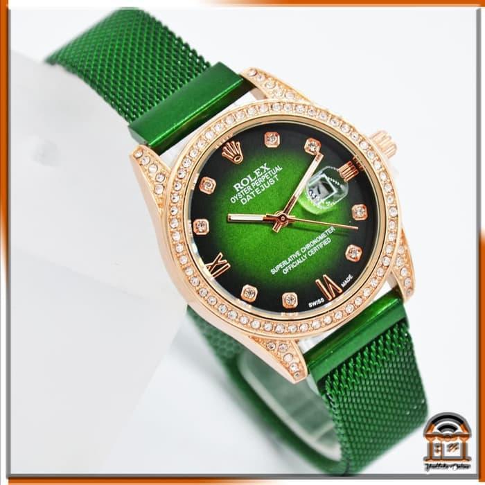 Jam Tangan Wanita Analog Fashion Casual kaca kristal plat gliter - Jam TanganTali Magnet