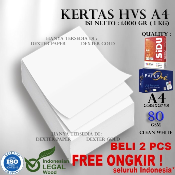 KERTAS HVS A4 80 GSM/ KERTAS A4 80GR PER 1000GRAM (1KG) | Lazada Indonesia