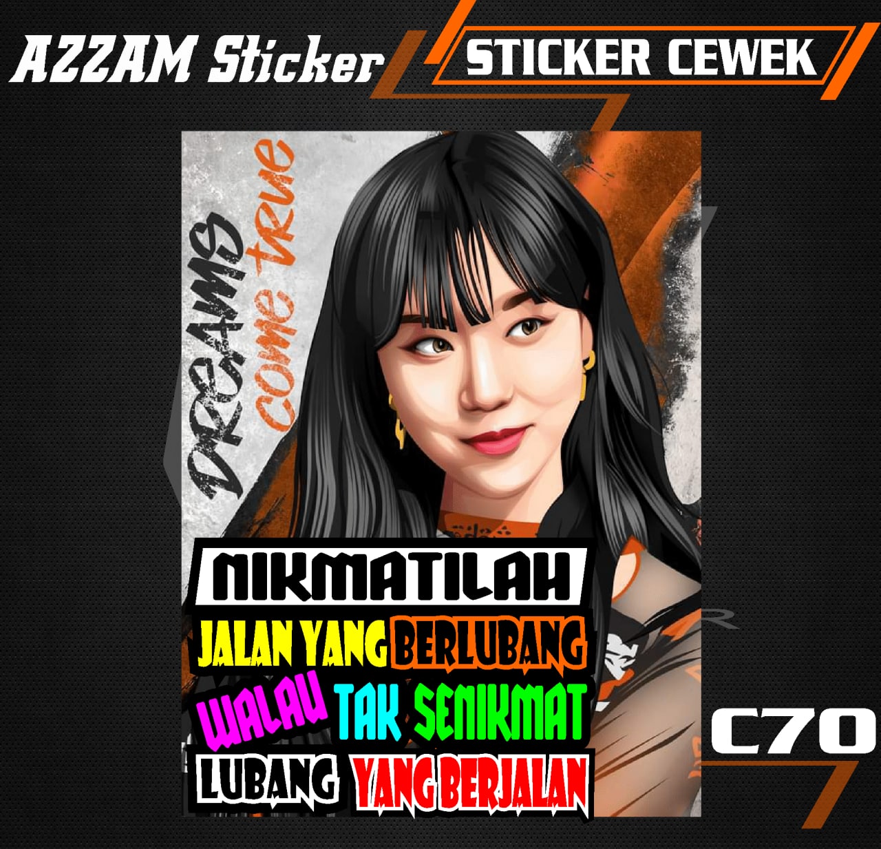 Stiker KATA cewek vektor mobil TRUCK custom Sticker Print cewek keren