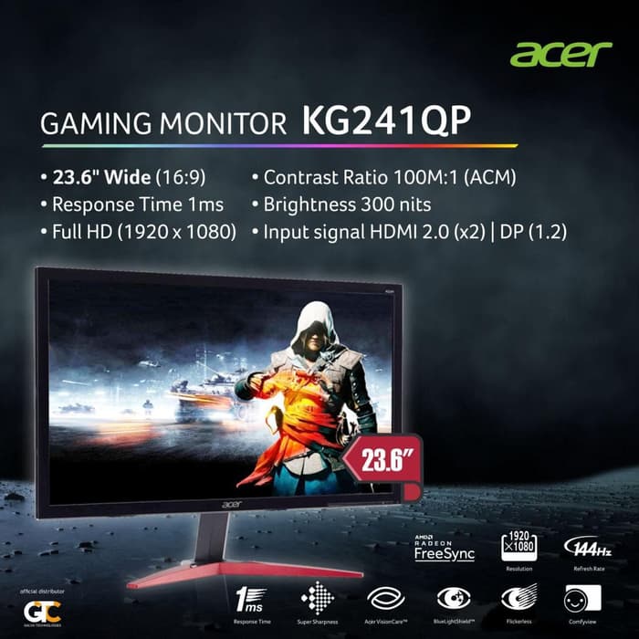 Monitor Gaming Acer 23.6â€ Kg241Qp 