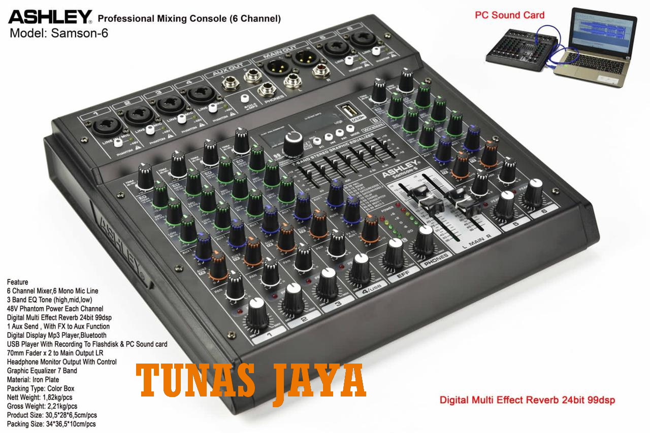 MIXER ASHLEY SAMSON6 ORIGINAL ASHLEY MIXER SAMSON 6 CHANNEL BLUETOOTH