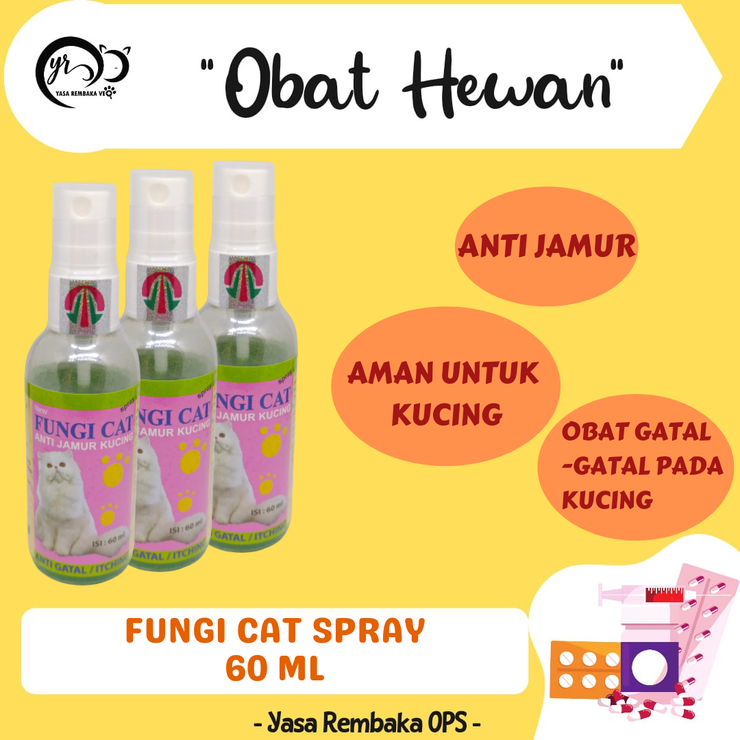 FUNGI CAT SPRAY 60 ml Spray Obat Anti Jamur pada Kucing Anti Gatal