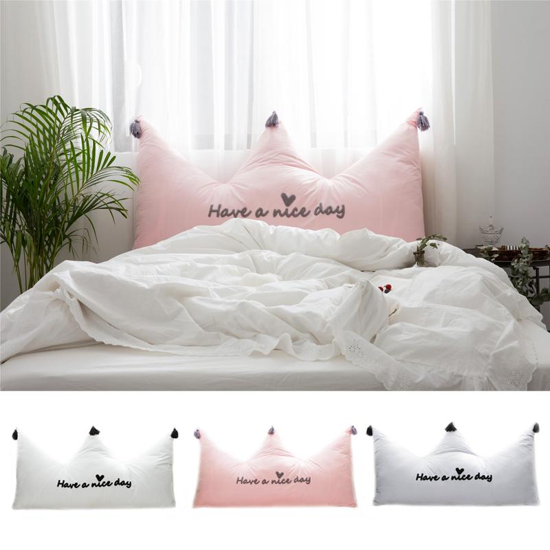 Trong Phong Cách Bắc Âu Tua Rua Vương Miện Lớn Tựa Lưng 100% Cotton Chữ Cái Khăn Thêu Cạnh Giường Đệm Tựa Đệm Sofa Có Thể Tháo Ra Giặt