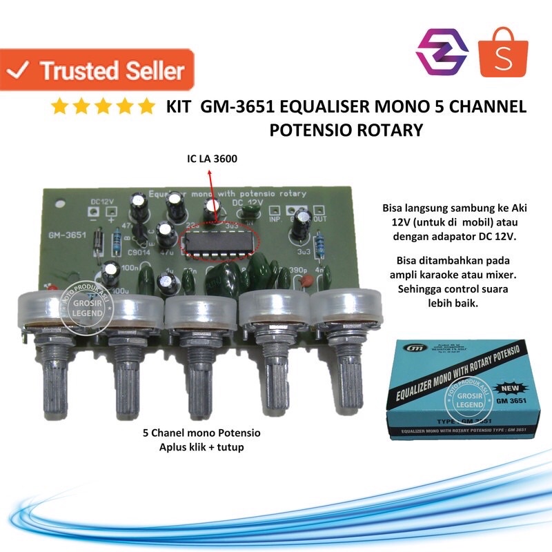 Kit Equalizer Mono 5 Channel Potensio Rotary GM 3651 Lazada Indonesia