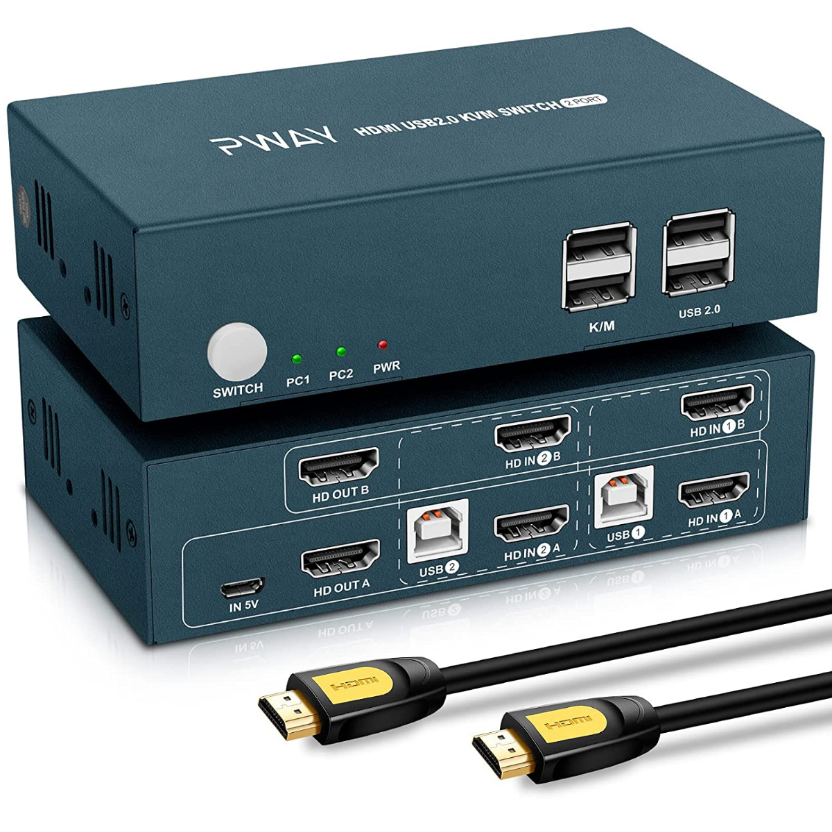 Steetek HDMI KVM Switch Dual Monitor, 2 Port KVM Switch 4K 30Hz, KVM