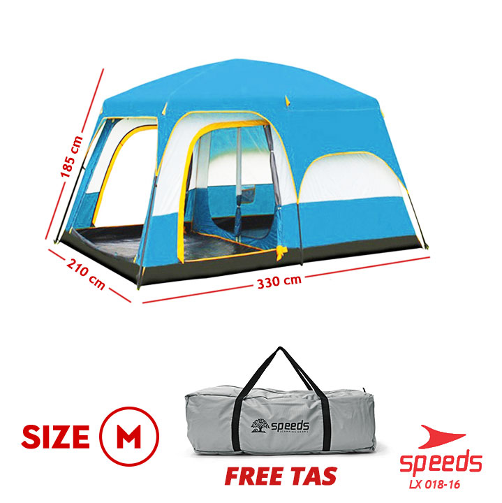 SPEEDS Tenda Kemah Besar Camping Kemping Muat 6-8 Orang Tenda Dobel
