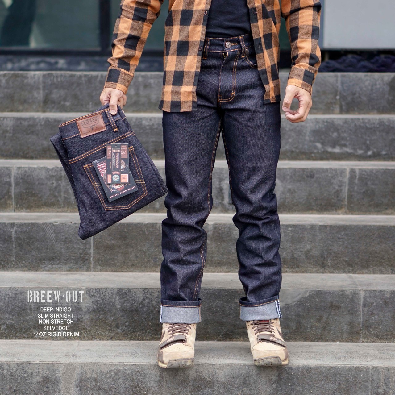 RADIANT Straight lubecoating denim Straight Fit Denim Pants