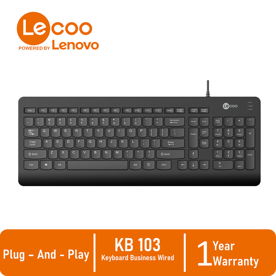 Lecoo by Lenovo KB103 Keyboard Home Office USB Wired | Lazada Indonesia