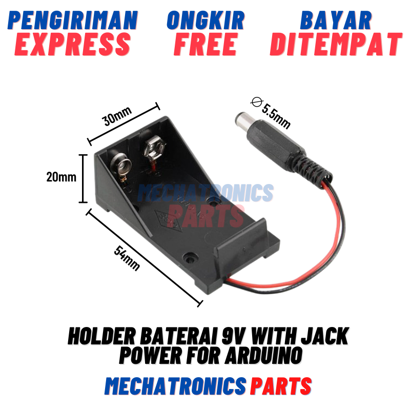 [5652] Holder Baterai 9V Battery Case Socket With Jack Power For ...