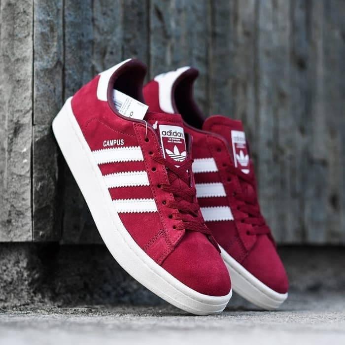 SEPATU ADIDAS CAMPUS PREMIUM TERBARU MAROON SEPATU SNEAKERS CASUAL PRIA WANITA KASUAL KETS KULIAH KEREN TERBARU TRENDI