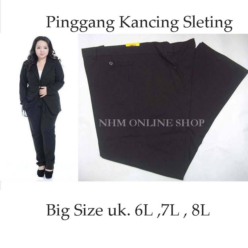 Celana Kerja Wanita Big Size - Celana Panjang Wanita Kancing Sleting