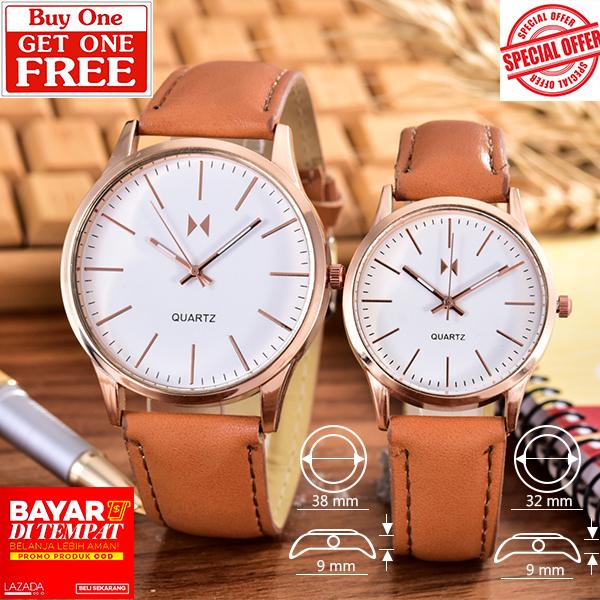 Alexandre Costie – Bonico – Jam Tangan Pria dan Wanita - Body Rose Gold – White - Dial – Brown Leather Strap – Bonico-2984D-GL-RGW-Couple - Brown Leather Strap