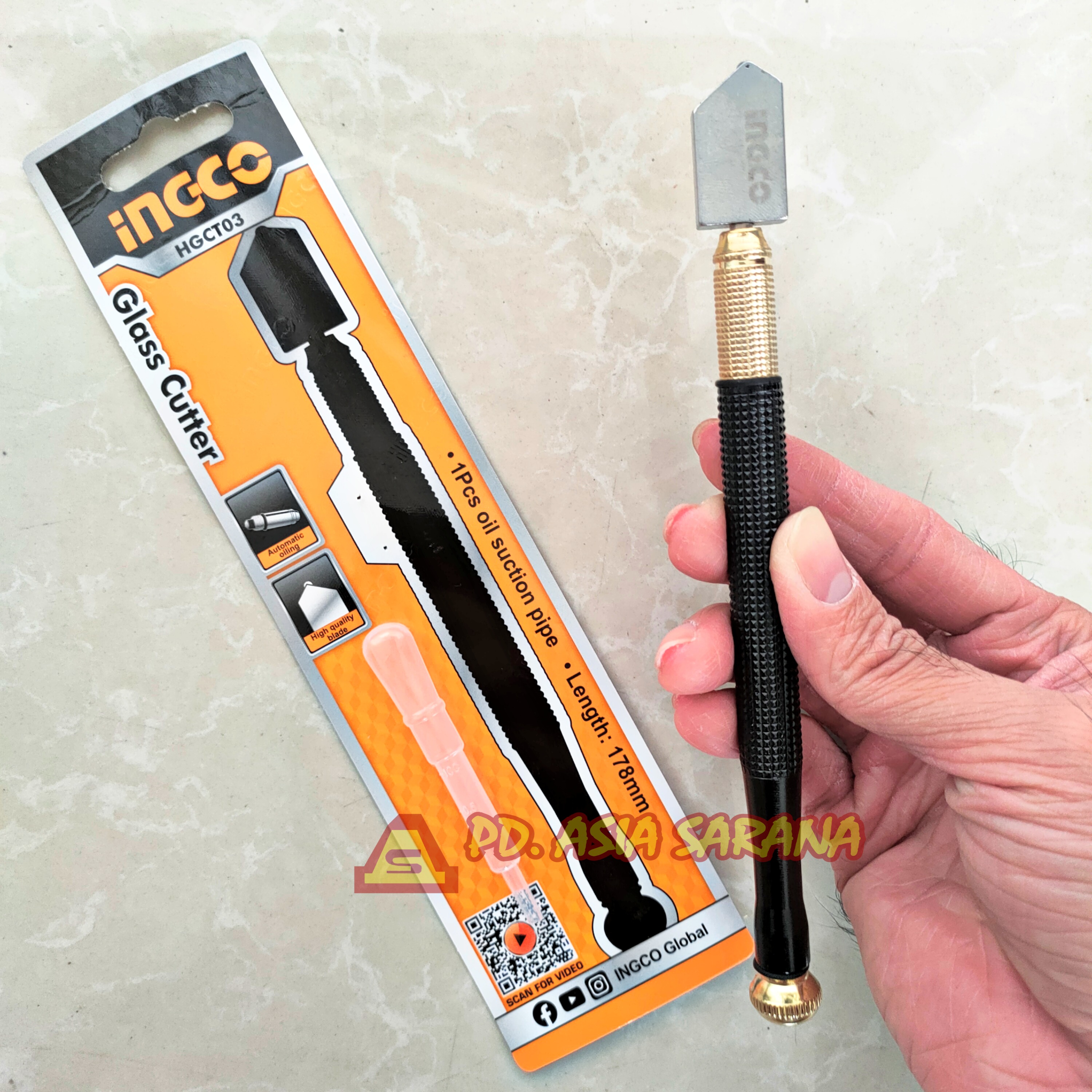 Pisau Potong Kaca Minyak INGCO HGCT03 Oil Glass Cutter Knife Rolling Lazada Indonesia