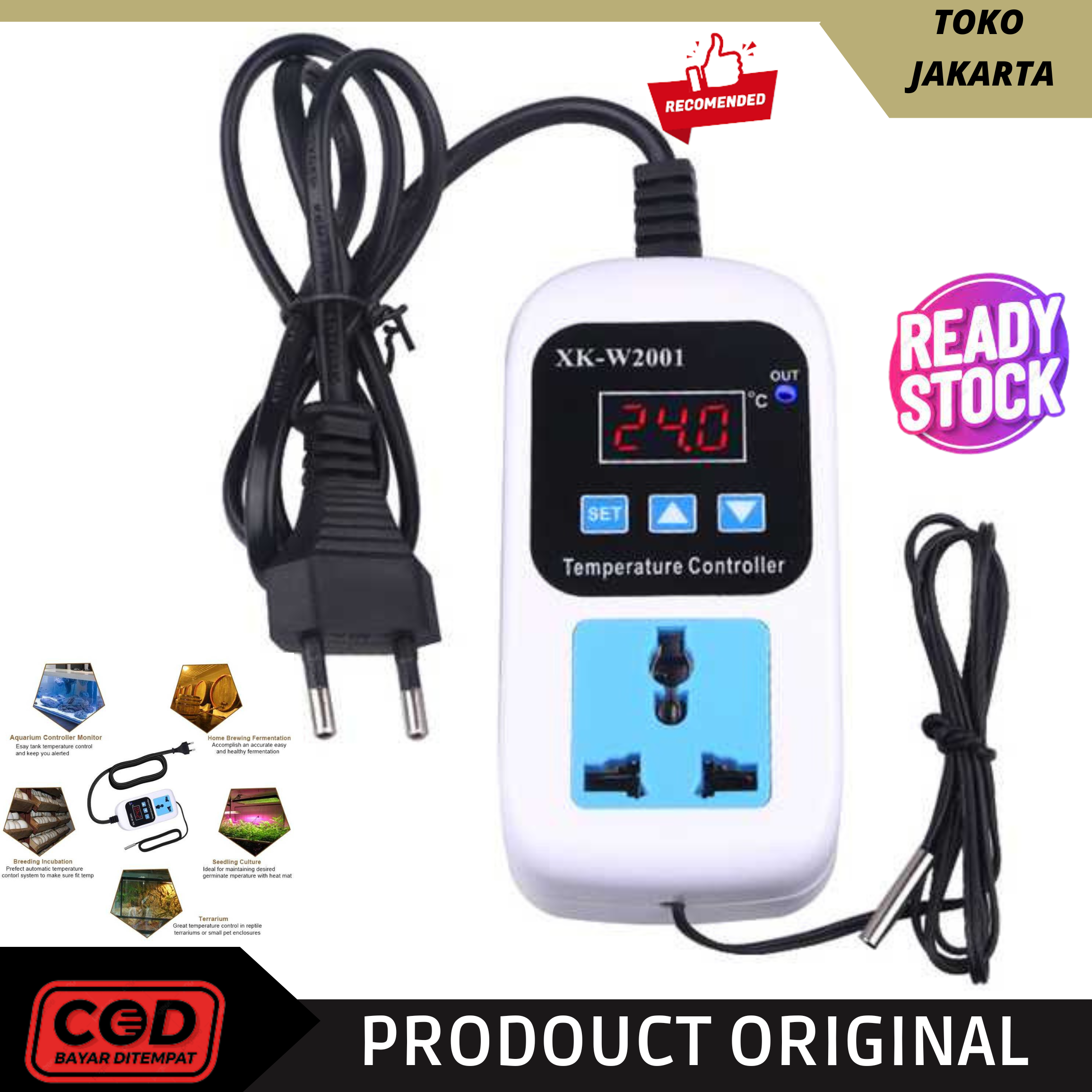 VANJING Stop Kontak Digital Thermostat Timer Switch Probe XKW2001