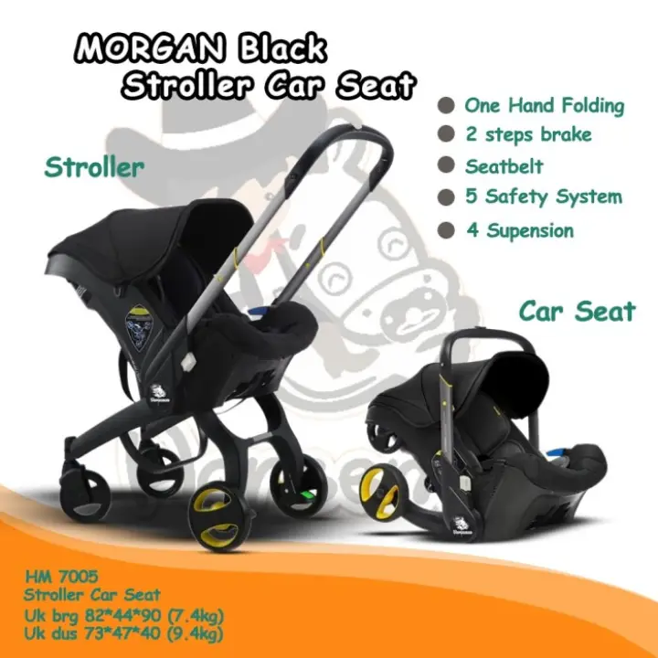 Promo Murah Morgan Car Seat Stroller Baby Bayi Anak Portable New Born Travel Hitam - Car Seat And Stroller 3 In 1