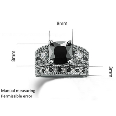 Black Luxury Jaket Nano Zirkon Bertatahkan dengan Platinum Ring-Intl