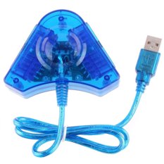 Blue Converter Stick / Stik PS2 ke PS3 & PC , Kabel Panjang 2Slot Stick
