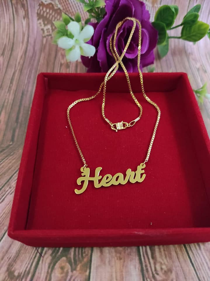 Kalung liontin custom nama kuning lapis 