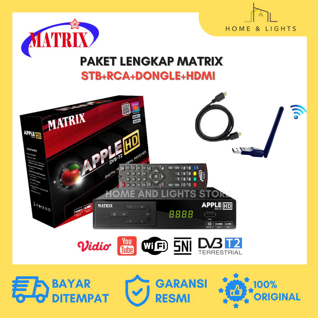 SET TOP BOX TV DIGITAL MATRIX APPLE MERAH DVBT2 / SET TOP BOX UNTUK TV TABUNG / STB TV BOX
