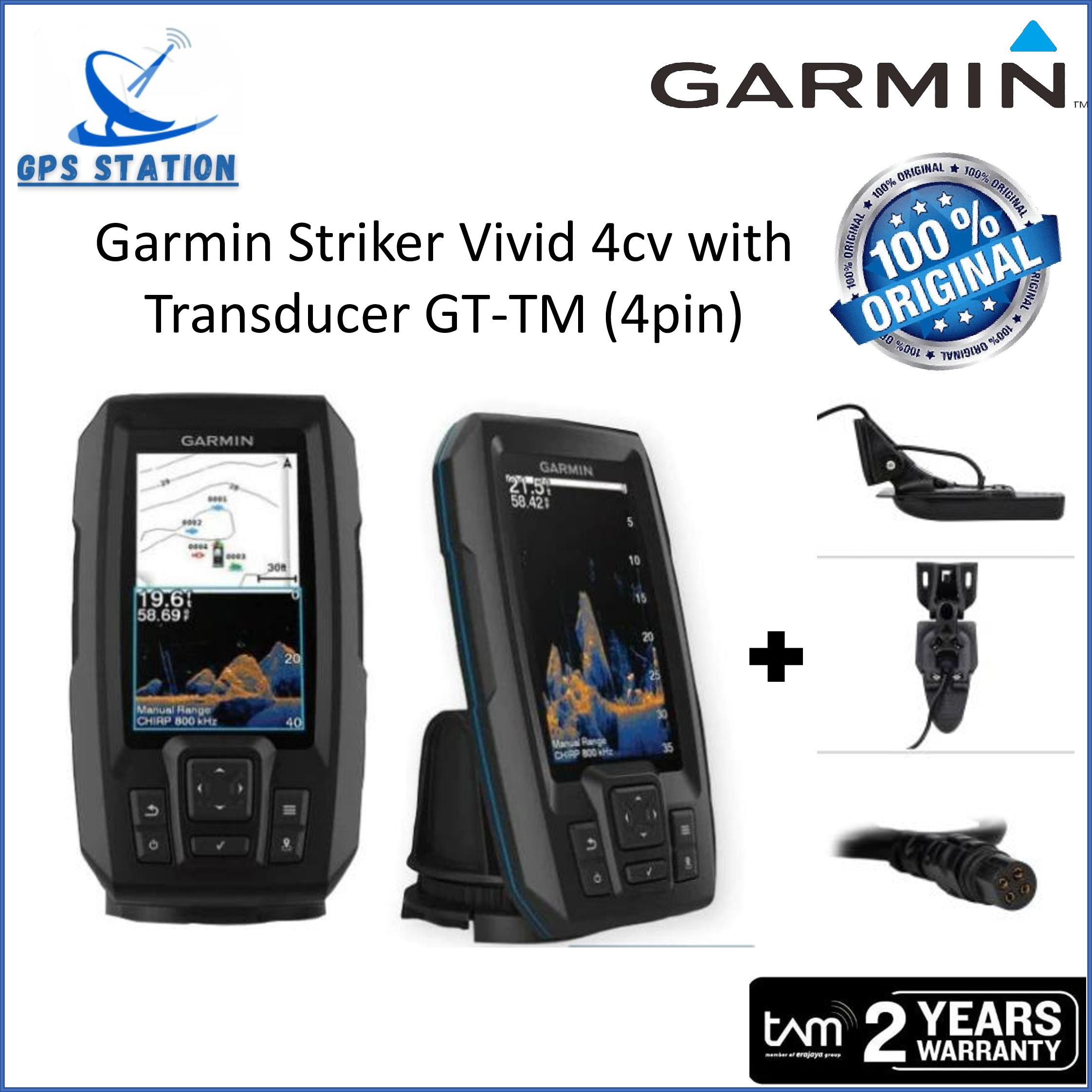 GPS GARMIN Striker Vivid 4cv with Transducer GT20TM (4 pin) Produk