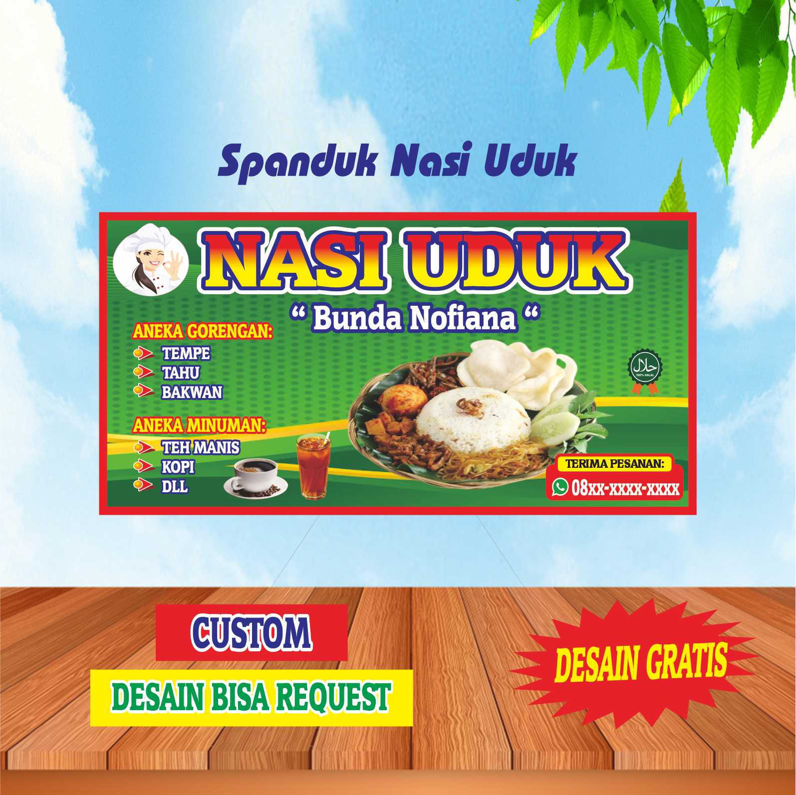 Spanduk Banner Nasi Uduk Kuning Bisa Request Desain Custom | Lazada ...