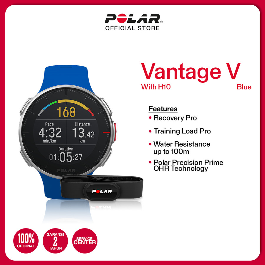 Polar Vantage V Black with H10 Pedometer Dan Jam Tangan Olahraga
