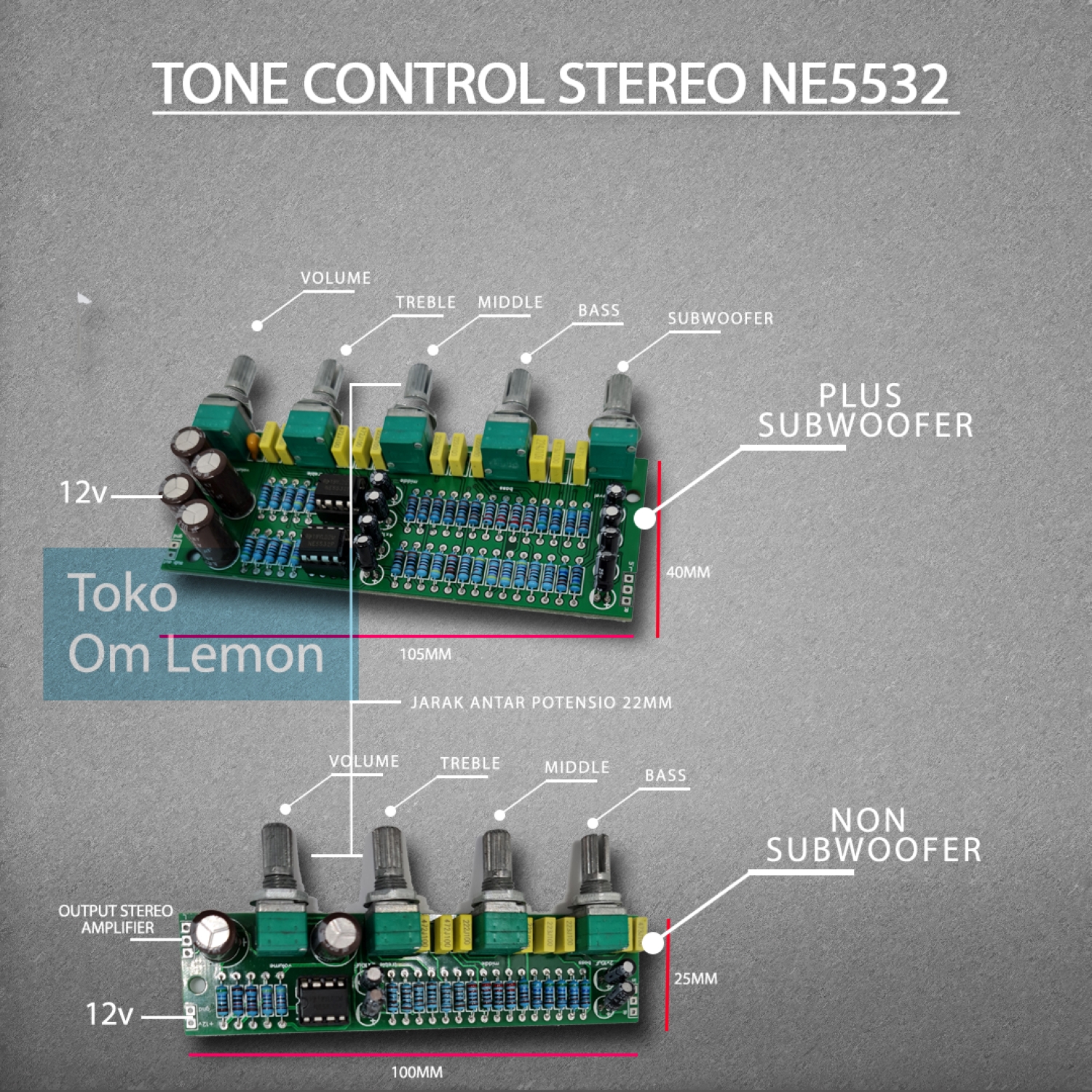 Modul 2.1 ne5532 Stereo Tone Control Plus Middle Dan Subwoofer / non ...