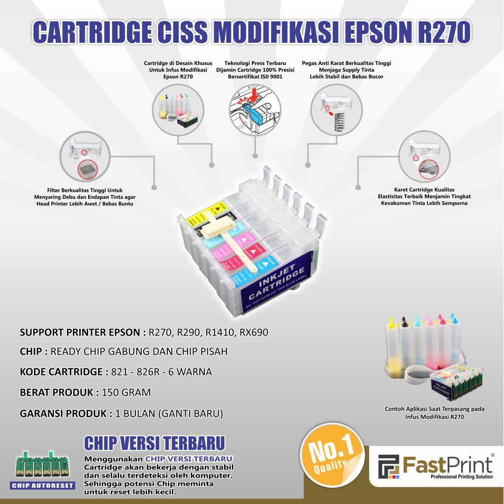 Murah Cartridge CISS Infus Modif Epson R270 R290 R1410 RX690 Kode