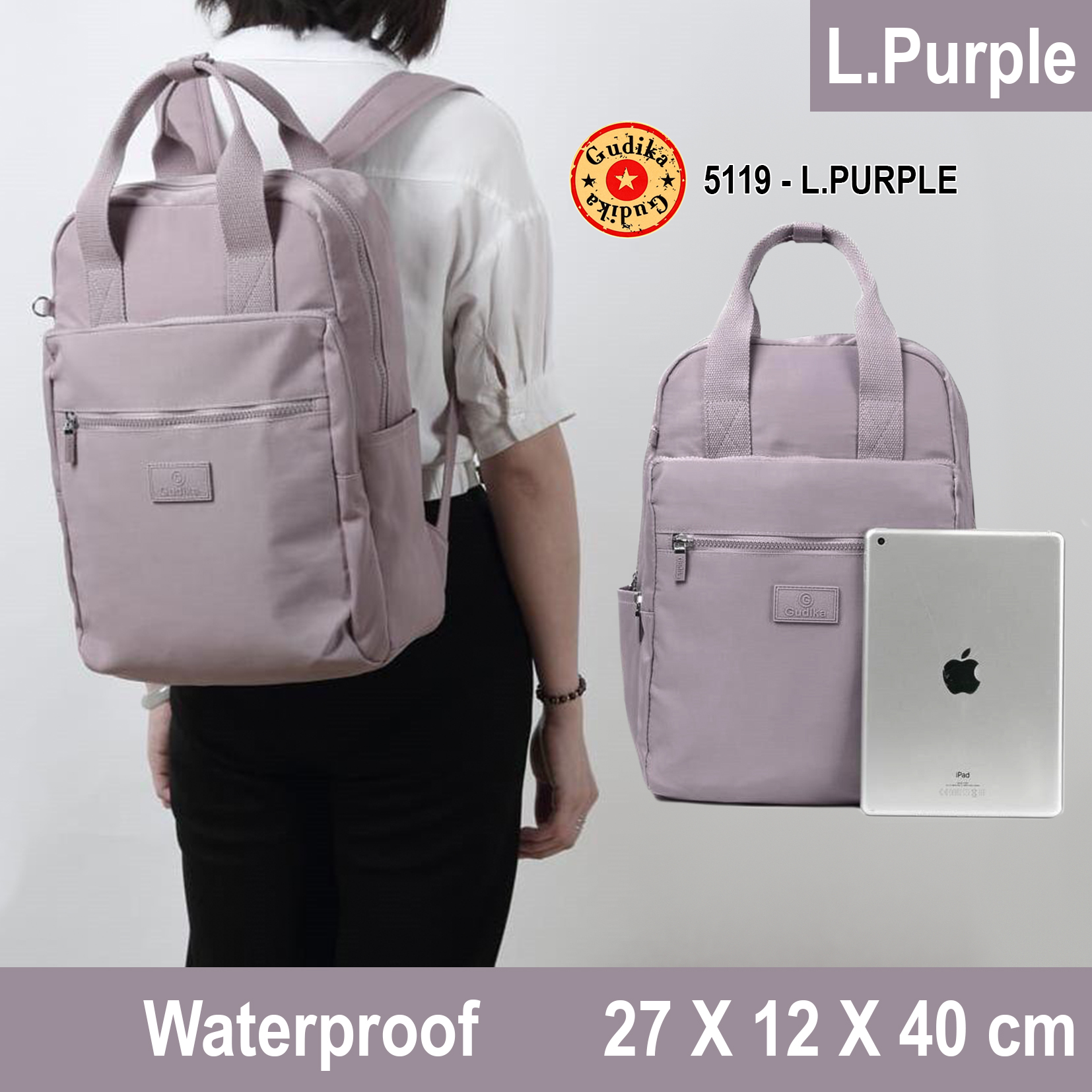 GUDIKA 5207 Tas Ransel Usb Charger Backpack Laptop Cewek & Pria Bahan  Waterproof Model Korea terbaru