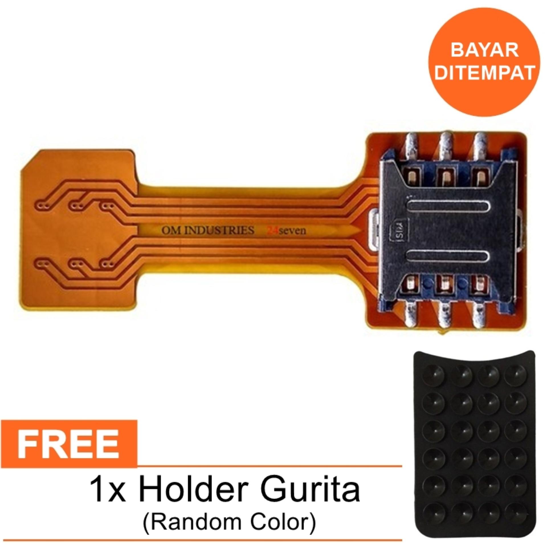 adapter dual Sim Card Nano to nano sim hybrid kabel flexible extender + Free Holder Gurita