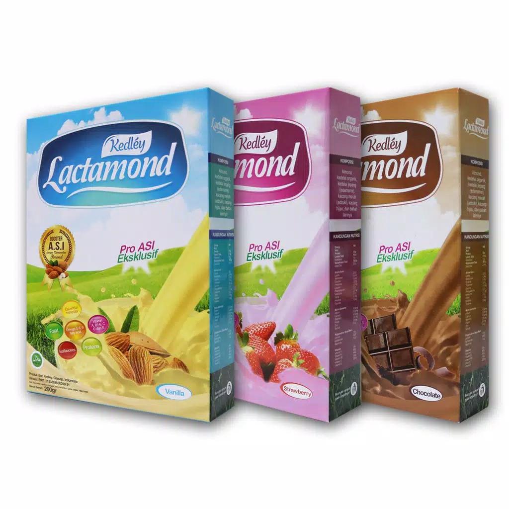 Paket Hemat Susu Lactamond Booster ASI isi 3 Kotak rasa vanila,coklat, stobery - 200gr