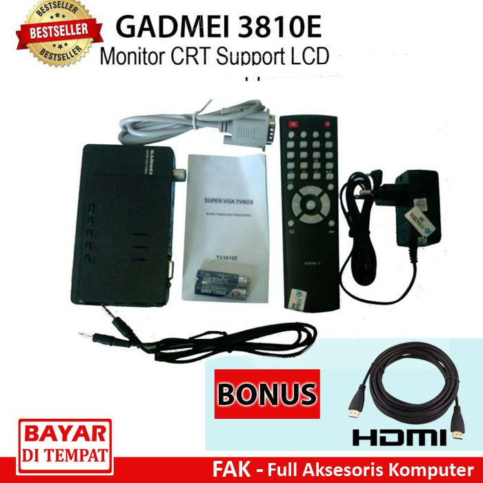 Paket Bonus Gadmei Tv Tuner CRT 3810E (bisa untuk Lcd) Bonus Kabel HDMI 2 Meter